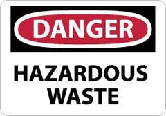 NMC - "Danger - Hazardous Waste", 7" Long x 10" Wide, Rigid Plastic Safety Sign - Rectangle, 0.05" Thick, Use for Hazardous Materials - Apex Tool & Supply