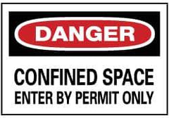 NMC - "Danger - Confined Space - Enter by Permit Only", 14" Long x 20" Wide, Rigid Plastic Safety Sign - Rectangle, 0.05" Thick, Use for Accident Prevention - Apex Tool & Supply