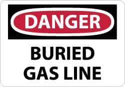 NMC - "Danger - Buried Gas Line", 10" Long x 14" Wide, Aluminum Safety Sign - Rectangle, 0.04" Thick, Use for Hazardous Materials - Apex Tool & Supply