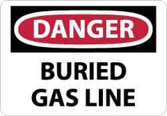 NMC - "Danger - Buried Gas Line", 10" Long x 14" Wide, Aluminum Safety Sign - Rectangle, 0.04" Thick, Use for Hazardous Materials - Apex Tool & Supply