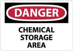 NMC - "Danger - Chemical Storage Area", 7" Long x 10" Wide, Pressure-Sensitive Vinyl Safety Sign - Rectangle, 0.004" Thick, Use for Hazardous Materials - Apex Tool & Supply