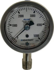Ashcroft - 2-1/2" Dial, 1/4 Thread, 0-5,000 Scale Range, Pressure Gauge - Lower Connection Mount, Accurate to 3-2-3% of Scale - Apex Tool & Supply