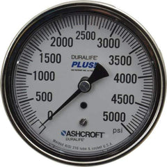 Ashcroft - 3-1/2" Dial, 1/4 Thread, 0-5,000 Scale Range, Pressure Gauge - Center Back Connection Mount, Accurate to 1% of Scale - Apex Tool & Supply