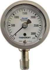 Ashcroft - 2-1/2" Dial, 1/4 Thread, 0-3,000 Scale Range, Pressure Gauge - Lower Connection Mount, Accurate to 3-2-3% of Scale - Apex Tool & Supply