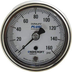 Ashcroft - 2-1/2" Dial, 1/4 Thread, 0-160 Scale Range, Pressure Gauge - Center Back Connection Mount, Accurate to 1% of Scale - Apex Tool & Supply