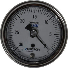 Ashcroft - 2-1/2" Dial, 1/4 Thread, 30-0 Scale Range, Pressure Gauge - Center Back Connection Mount, Accurate to 1% of Scale - Apex Tool & Supply