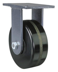 Hamilton - 10" Diam x 3" Wide x 12-1/2" OAH Top Plate Mount Rigid Caster - Forged Steel, 3,500 Lb Capacity, Roller Bearing, 5-1/4 x 7-1/4" Plate - Apex Tool & Supply