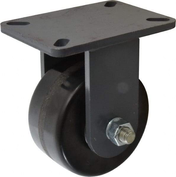Hamilton - 6" Diam x 3" Wide x 8" OAH Top Plate Mount Rigid Caster - Phenolic, 2,000 Lb Capacity, Roller Bearing, 5-1/4 x 7-1/4" Plate - Apex Tool & Supply