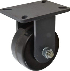 Hamilton - 6" Diam x 3" Wide x 8" OAH Top Plate Mount Rigid Caster - Phenolic, 2,000 Lb Capacity, Roller Bearing, 5-1/4 x 7-1/4" Plate - Apex Tool & Supply