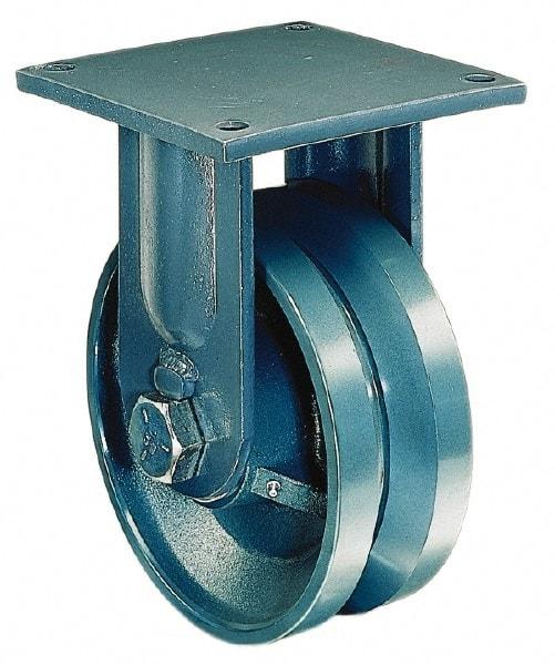 Hamilton - 6" Diam x 3" Wide x 10" OAH Top Plate Mount Rigid Caster - Forged Steel, 12,000 Lb Capacity, Tapered Bearing, 8-1/2 x 8-1/2" Plate - Apex Tool & Supply