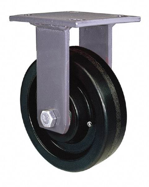 Hamilton - 8" Diam x 2" Wide x 9-1/2" OAH Top Plate Mount Rigid Caster - Polyurethane, 1,500 Lb Capacity, Precision Sealed Bearing, 4 x 4-1/2" Plate - Apex Tool & Supply