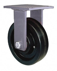 Hamilton - 8" Diam x 2" Wide x 9-1/2" OAH Top Plate Mount Rigid Caster - Polyurethane, 1,500 Lb Capacity, Precision Sealed Bearing, 4 x 4-1/2" Plate - Apex Tool & Supply
