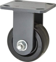 Hamilton - 4" Diam x 2" Wide x 5-5/8" OAH Top Plate Mount Rigid Caster - Phenolic, 800 Lb Capacity, Roller Bearing, 4 x 4-1/2" Plate - Apex Tool & Supply