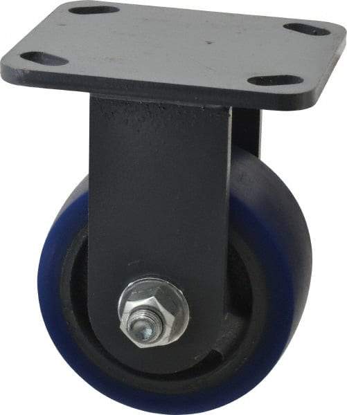 Hamilton - 4" Diam x 2" Wide x 5-5/8" OAH Top Plate Mount Rigid Caster - Polyurethane, 600 Lb Capacity, Precision Sealed Bearing, 4 x 4-1/2" Plate - Apex Tool & Supply