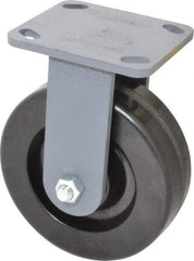 Hamilton - 6" Diam x 2" Wide x 7-1/2" OAH Top Plate Mount Rigid Caster - Phenolic, 1,200 Lb Capacity, Roller Bearing, 4 x 4-1/2" Plate - Apex Tool & Supply