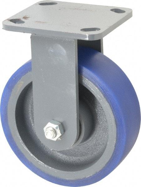 Hamilton - 6" Diam x 2" Wide x 7-1/2" OAH Top Plate Mount Rigid Caster - Polyurethane, 960 Lb Capacity, Precision Sealed Bearing, 4 x 4-1/2" Plate - Apex Tool & Supply