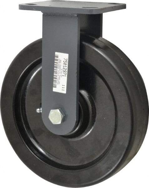 Hamilton - 8" Diam x 2" Wide x 9-1/2" OAH Top Plate Mount Rigid Caster - Phenolic, 1,400 Lb Capacity, Roller Bearing, 4 x 4-1/2" Plate - Apex Tool & Supply