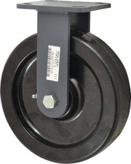 Hamilton - 8" Diam x 2" Wide x 9-1/2" OAH Top Plate Mount Rigid Caster - Phenolic, 1,400 Lb Capacity, Roller Bearing, 4 x 4-1/2" Plate - Apex Tool & Supply