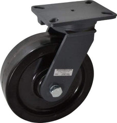 Hamilton - 10" Diam x 3" Wide x 12-1/2" OAH Top Plate Mount Swivel Caster - Phenolic, 2,900 Lb Capacity, Roller Bearing, 5-1/4 x 7-1/4" Plate - Apex Tool & Supply