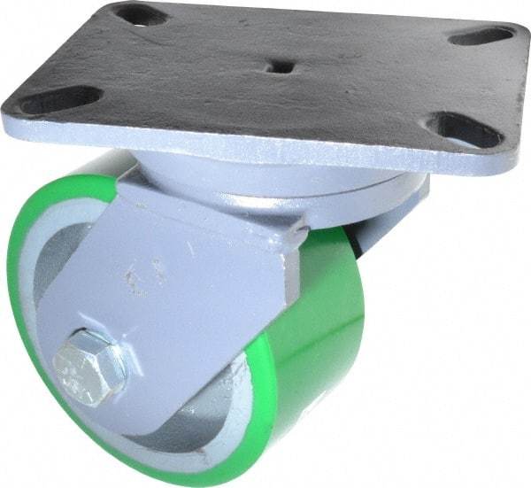 Hamilton - 6" Diam x 3" Wide x 8" OAH Top Plate Mount Swivel Caster - Polyurethane, 2,200 Lb Capacity, Precision Sealed Bearing, 5-1/4 x 7-1/4" Plate - Apex Tool & Supply