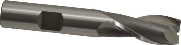OSG - 17/32", 1-1/8" LOC, 1/2" Shank Diam, 3-1/8" OAL, 2 Flute, Cobalt Square End Mill - Single End, Uncoated, Spiral Flute, 30° Helix, Centercutting, Right Hand Cut, Right Hand Flute, Series 520 - Apex Tool & Supply