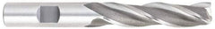 OSG - 7/8", 3-1/2" LOC, 7/8" Shank Diam, 5-3/4" OAL, 3 Flute, Cobalt Square End Mill - Single End, Uncoated, Spiral Flute, 30° Helix, Centercutting, Right Hand Cut, Right Hand Flute, Series 536 - Apex Tool & Supply