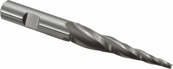 OSG - 5° Taper Angle per Side, 1/8" Small End Diam, 2-1/2" LOC, Cobalt 3 Flute Tapered Square End Mill - 4-1/2" OAL, 1/2" Shank Diam, Spiral Flute, 25° Helix - Apex Tool & Supply