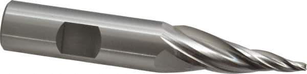OSG - 10° Taper Angle per Side, 3/32" Small End Diam, 1-1/2" LOC, Cobalt 3 Flute Tapered Square End Mill - 3-5/8" OAL, 5/8" Shank Diam, Spiral Flute, 25° Helix - Apex Tool & Supply