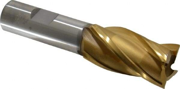 OSG - 1", 1-7/8" LOC, 3/4" Shank Diam, 4-1/8" OAL, 4 Flute, Cobalt Square End Mill - Single End, TiN Finish, Spiral Flute, 30° Helix, Right Hand Cut, Right Hand Flute, Series 540 - Apex Tool & Supply