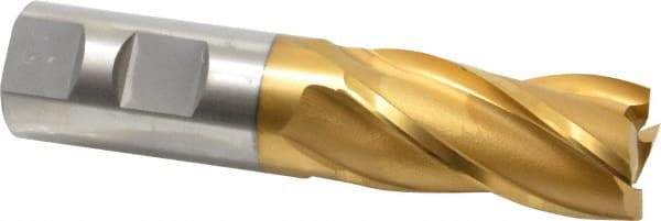 OSG - 1", 2" LOC, 1" Shank Diam, 4-1/2" OAL, 4 Flute, Cobalt Square End Mill - Single End, TiN Finish, Spiral Flute, 30° Helix, Right Hand Cut, Right Hand Flute, Series 540 - Apex Tool & Supply