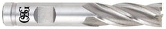 OSG - 1/4", 1/4" LOC, 3/8" Shank Diam, 2-1/16" OAL, 4 Flute, Cobalt Square End Mill - Single End, Uncoated, Spiral Flute, 30° Helix, Centercutting, Right Hand Cut, Right Hand Flute, Series 541 - Apex Tool & Supply