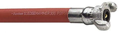 Parker - 3/4" ID x 1-5/32" OD 50' Long Sledgehammer Hose - Universal Style Coupling Ends, 300 Working psi, -40 to 212°F, Red - Apex Tool & Supply