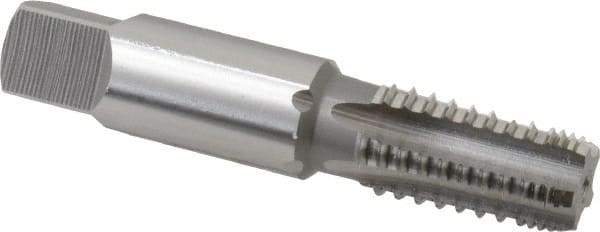 OSG - 1/8-27 NPT, 5 Flutes, Bright Finish, High Speed Steel, Interrupted Thread Pipe Tap - 7/16 Inch Shank Diameter, 7/16 Inch Shank Diameter, 3/4 Inch Thread Length, 0.32 Inch Square Size, Regular Hook, Modified Bottoming Chamfer - Apex Tool & Supply