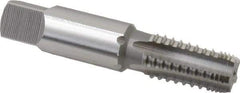 OSG - 1/8-27 NPT, 5 Flutes, Bright Finish, High Speed Steel, Interrupted Thread Pipe Tap - 7/16 Inch Shank Diameter, 7/16 Inch Shank Diameter, 3/4 Inch Thread Length, 0.32 Inch Square Size, Regular Hook, Modified Bottoming Chamfer - Apex Tool & Supply