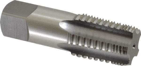 OSG - 3/4-14 NPT, 5 Flutes, Bright Finish, High Speed Steel, Interrupted Thread Pipe Tap - 29/32 Inch Shank Diameter, 29/32 Inch Shank Diameter, 1-3/8 Inch Thread Length, 0.67 Inch Square Size, Regular Hook, Modified Bottoming Chamfer - Apex Tool & Supply