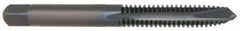 OSG - M10x1.50 Metric Coarse, 3 Flute, TiCN Finish, High Speed Steel Spiral Point Tap - Plug Chamfer, Right Hand Thread, 2-15/16" OAL, 1-1/4" Thread Length, 0.381" Shank Diam, 6H Class of Fit, Series 344TI - Exact Industrial Supply