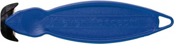 Klever Innovations - Fixed Safety Cutter - 1-1/4" Carbon Steel Blade, Blue Plastic Handle, 1 Blade Included - Apex Tool & Supply