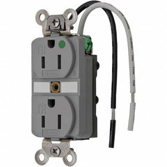 Hubbell Wiring Device-Kellems - 125V 15A NEMA 5-15R Hospital Grade Gray Straight Blade Duplex Receptacle - Apex Tool & Supply