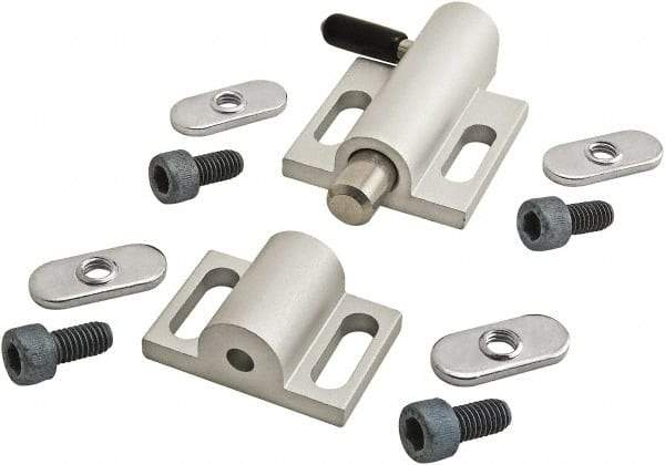 80/20 Inc. - 76mm Long x 38mm Wide x 0.66mm High, Deadbolt Latch with Side Latch - Aluminum Body with Stainless Steel Bolt, Spring & Handle, with Clear Anodized Finish - Apex Tool & Supply