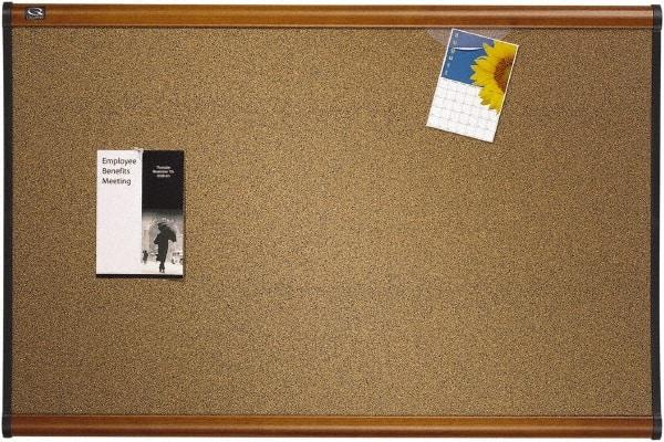 Quartet - 36" Wide x 24" High Open Cork Bulletin Board - Brown - Apex Tool & Supply