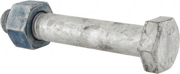 Value Collection - 1-1/8 - 7 Thread, 7" Length Under Head, Steel Hex Head Bolt - Hot Dipped Galvanized Coated, UNC Thread, ASTM A325 - Apex Tool & Supply