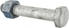Value Collection - 1-1/8 - 7 Thread, 7" Length Under Head, Steel Hex Head Bolt - Hot Dipped Galvanized Coated, UNC Thread, ASTM A325 - Apex Tool & Supply