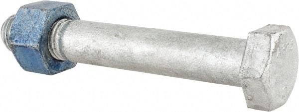 Value Collection - 1-1/8 - 7 Thread, 7-1/2" Length Under Head, Steel Hex Head Bolt - Hot Dipped Galvanized Coated, UNC Thread, ASTM A325 - Apex Tool & Supply