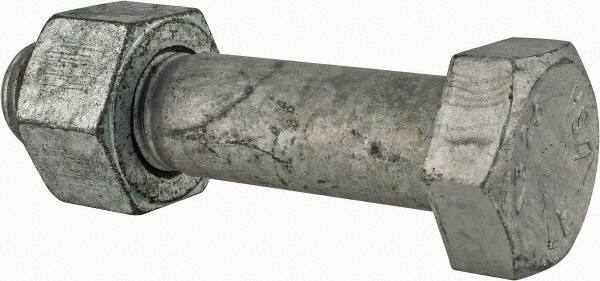 Value Collection - 1-1/4 - 7 Thread, 5-1/2" Length Under Head, Steel Hex Head Bolt - Hot Dipped Galvanized Coated, UNC Thread, ASTM A325 - Apex Tool & Supply