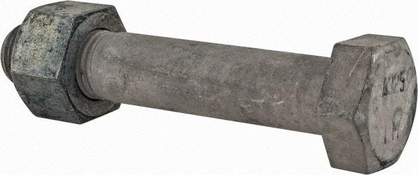 Value Collection - 1-1/4 - 7 Thread, 7" Length Under Head, Steel Hex Head Bolt - Hot Dipped Galvanized Coated, UNC Thread, ASTM A325 - Apex Tool & Supply