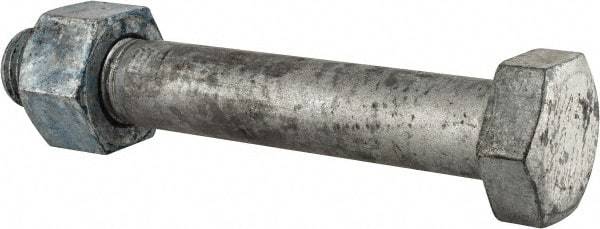 Value Collection - 1-1/4 - 7 Thread, 8" Length Under Head, Steel Hex Head Bolt - Hot Dipped Galvanized Coated, UNC Thread, ASTM A325 - Apex Tool & Supply