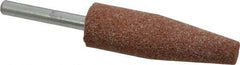 Norton - 3/4" Head Diam x 2-1/2" Thickness, A1, Cone End, Aluminum Oxide Mounted Point - Brown, Medium Grade, 60 Grit, 20,960 RPM - Apex Tool & Supply