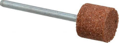Norton - 1/2" Head Diam x 1/2" Thickness, W185, Cylinder End, Mounted Point - Medium Grade, 80 Grit, 42,750 RPM - Apex Tool & Supply
