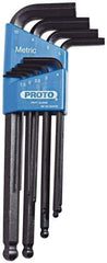 Proto - 9 Piece L-Key Ball End Hex Key Set - Hex Range 1.5 to 10mm, Carbon Steel - Apex Tool & Supply