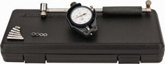 Mitutoyo - 6 Anvil, 1.4 to 2-1/2" Dial Bore Gage - 0.0001" Graduation, 5.9" Gage Depth, Accurate to 0.00008", Carbide Contact Point - Apex Tool & Supply